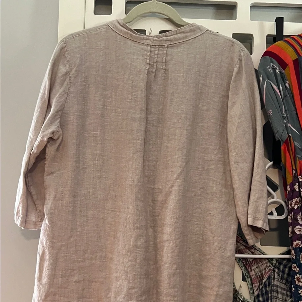 Women's Beige Linen Top - Picture 5 of 5